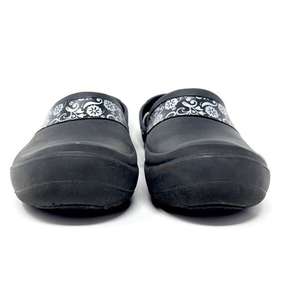 Crocs at Work Mercy Black Silver Floral Trim Back Strap Slip-Resistant Clogs 8 - Picture 8 of 9